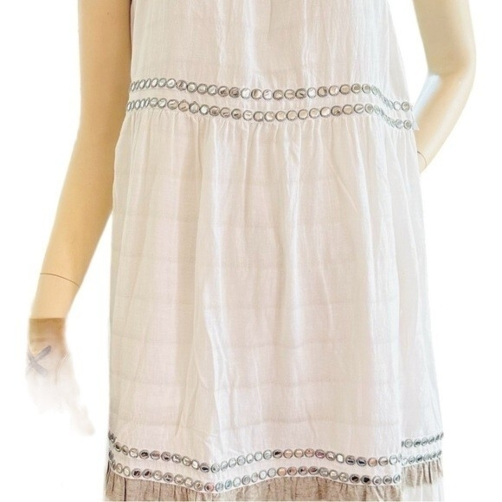 Rip Curl Vista Maxi Dress M White Grey Metallic Layered Cotton Spaghetti NWT - Picture 7 of 13